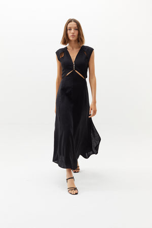 
                  
                    Pearl Linen Dress - Black
                  
                