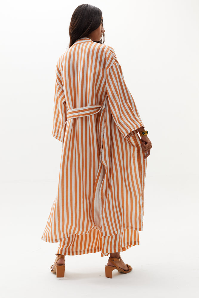 
                  
                    Kyoto Long Kimono - Brick Stripes
                  
                