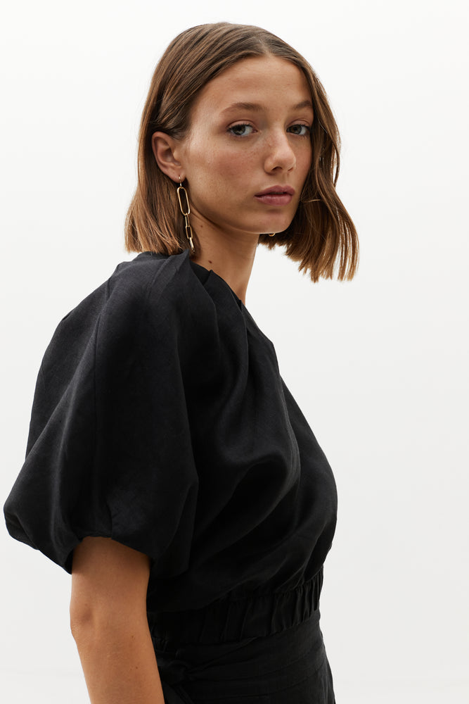 
                  
                    Tulip Linen Top - Black
                  
                