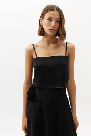 
                  
                    Mar Linen Crop Top - Black
                  
                