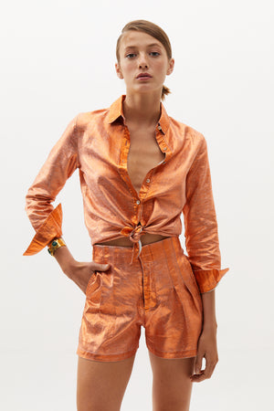 
                  
                    Frida Metallic Linen Shorts - Copper
                  
                