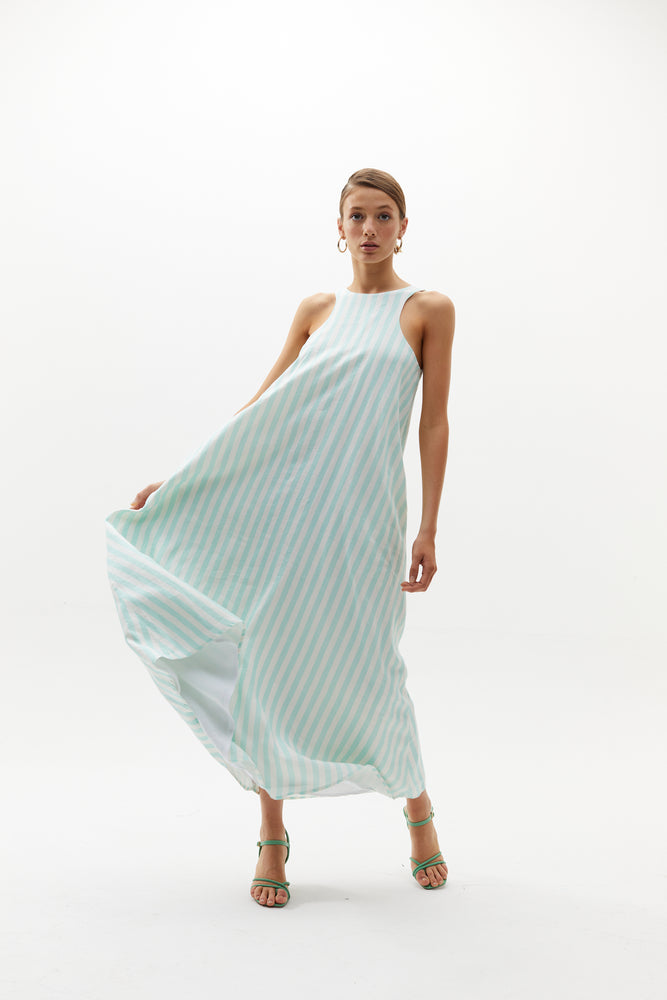 
                  
                    Bloom Dress - Mint Stripes
                  
                