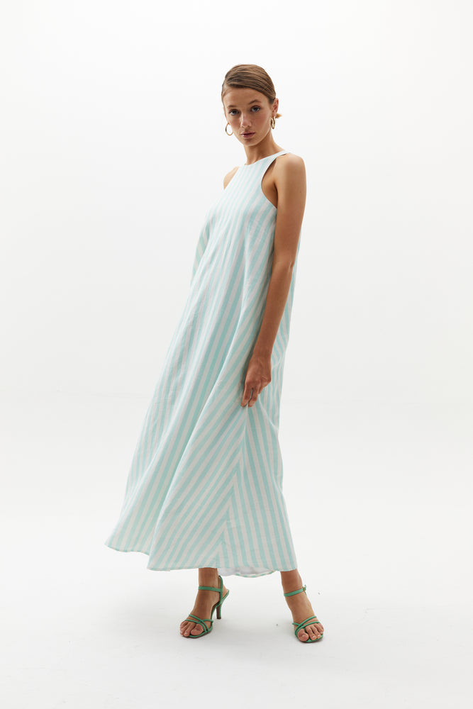 
                  
                    Bloom Dress - Mint Stripes
                  
                