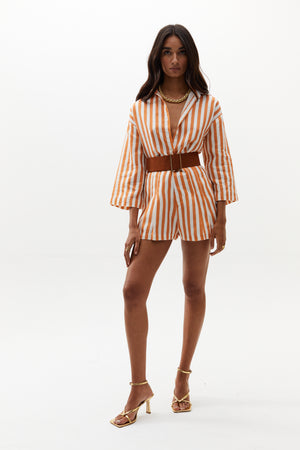 
                  
                    Frida Linen Shorts - Brick Stripes
                  
                