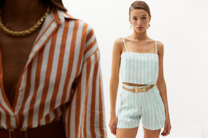 
                  
                    Frida Linen Shorts - Mint Stripes
                  
                
