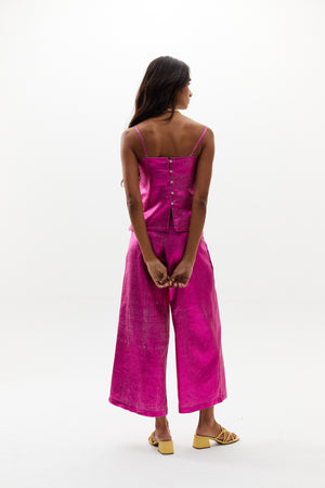
                  
                    Culotte Metallic Linen Pants - Fuchsia
                  
                