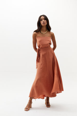 
                  
                    Lola Wrap Skirt - Brick
                  
                
