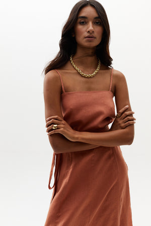 
                  
                    Mar Linen Top - Brick
                  
                