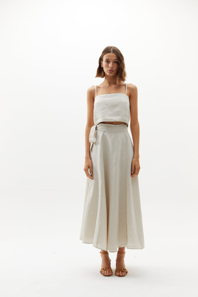 Mar Linen Crop Top - Natural