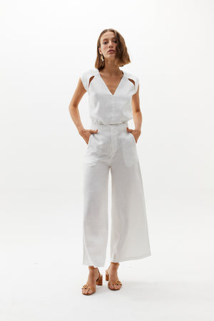 
                  
                    Pearl Linen Top - White
                  
                
