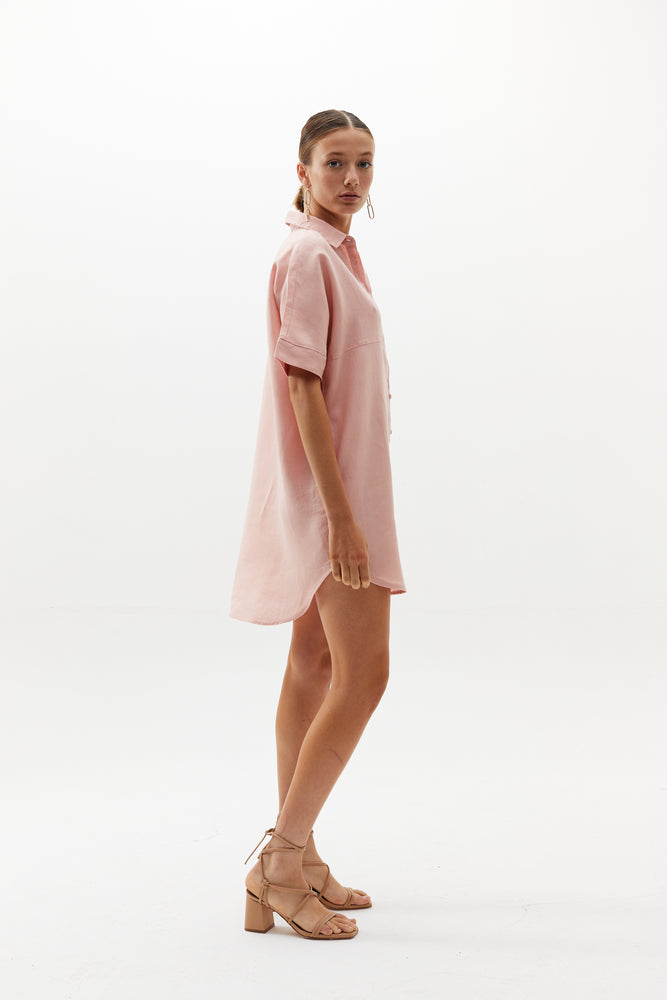 
                  
                    Alba Shirt Dress - Soft Pink
                  
                