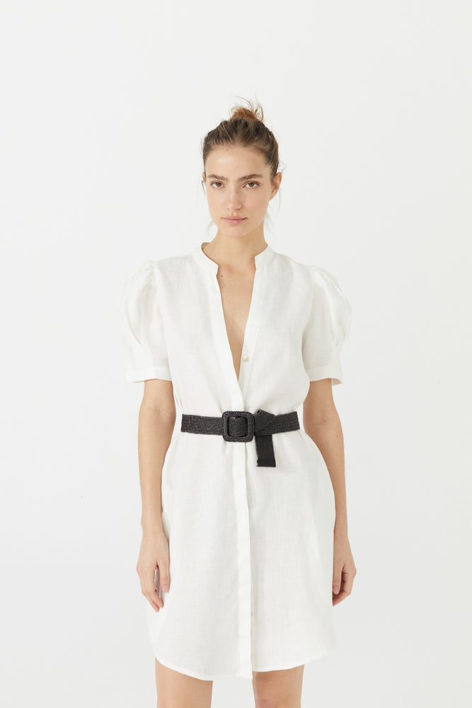 
                  
                    Athina Short Linen Dress - White
                  
                