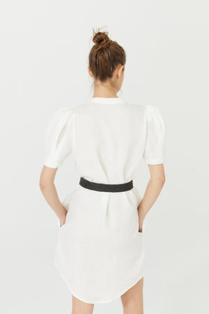 
                  
                    Athina Short Linen Dress - White
                  
                