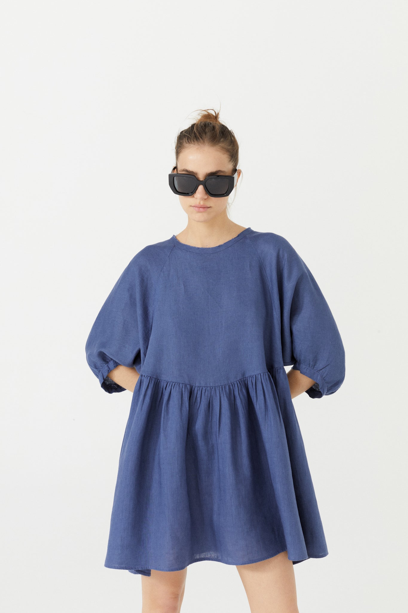 Alcala Linen Dress - Deep Blue