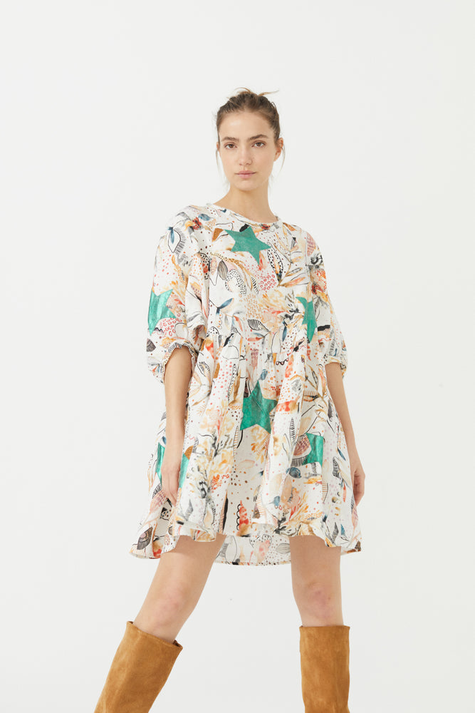 Alcala Linen Dress - Day Forest with Stars
