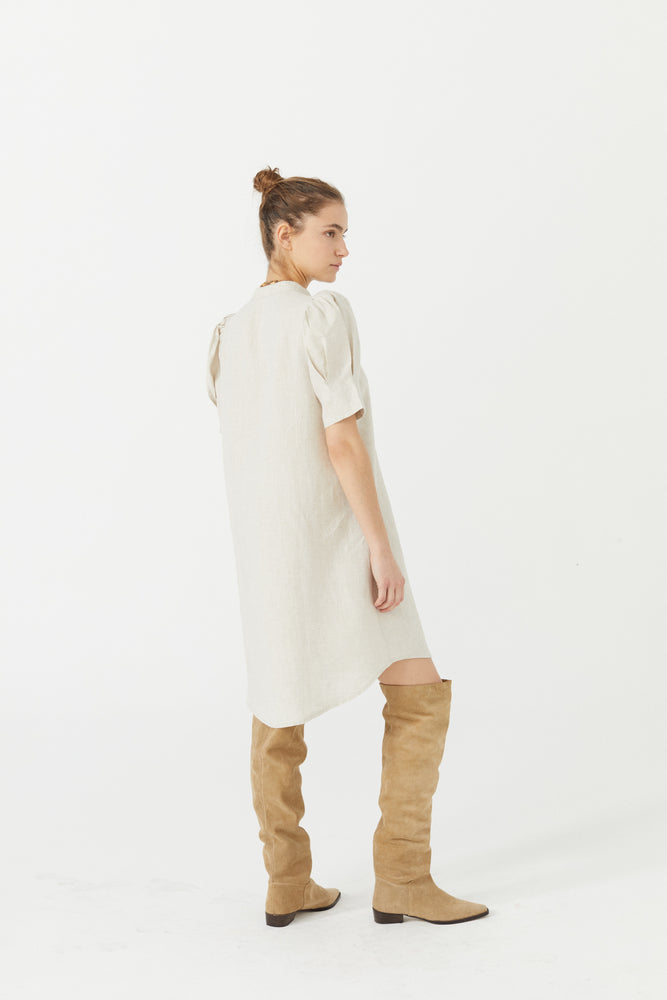 
                  
                    Athina Short Linen Dress - Natural
                  
                