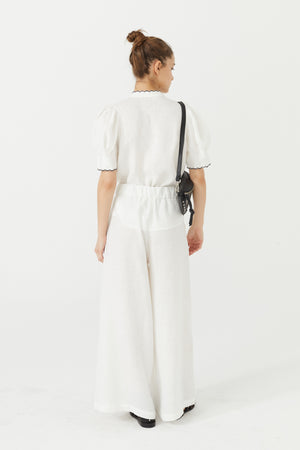 
                  
                    Scallop Linen Shirt - White
                  
                