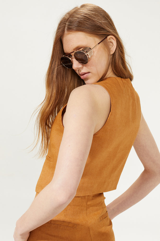 
                  
                    Paris Linen Vest - Caramel
                  
                