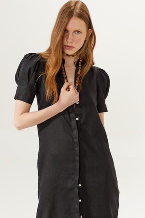 
                  
                    Athina Midi Linen Dress - Black
                  
                