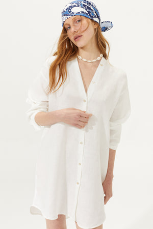 
                  
                    Exuma Linen Shirt Dress - White
                  
                