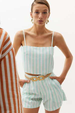 
                  
                    Mar Linen Crop Top - Mint Stripes
                  
                